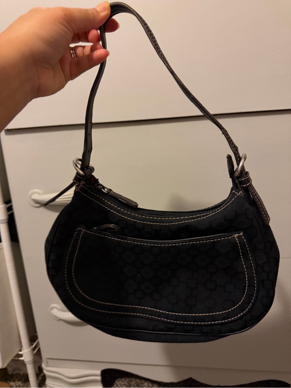 Nine West Black Shoulder Bag with Contrast Stitching